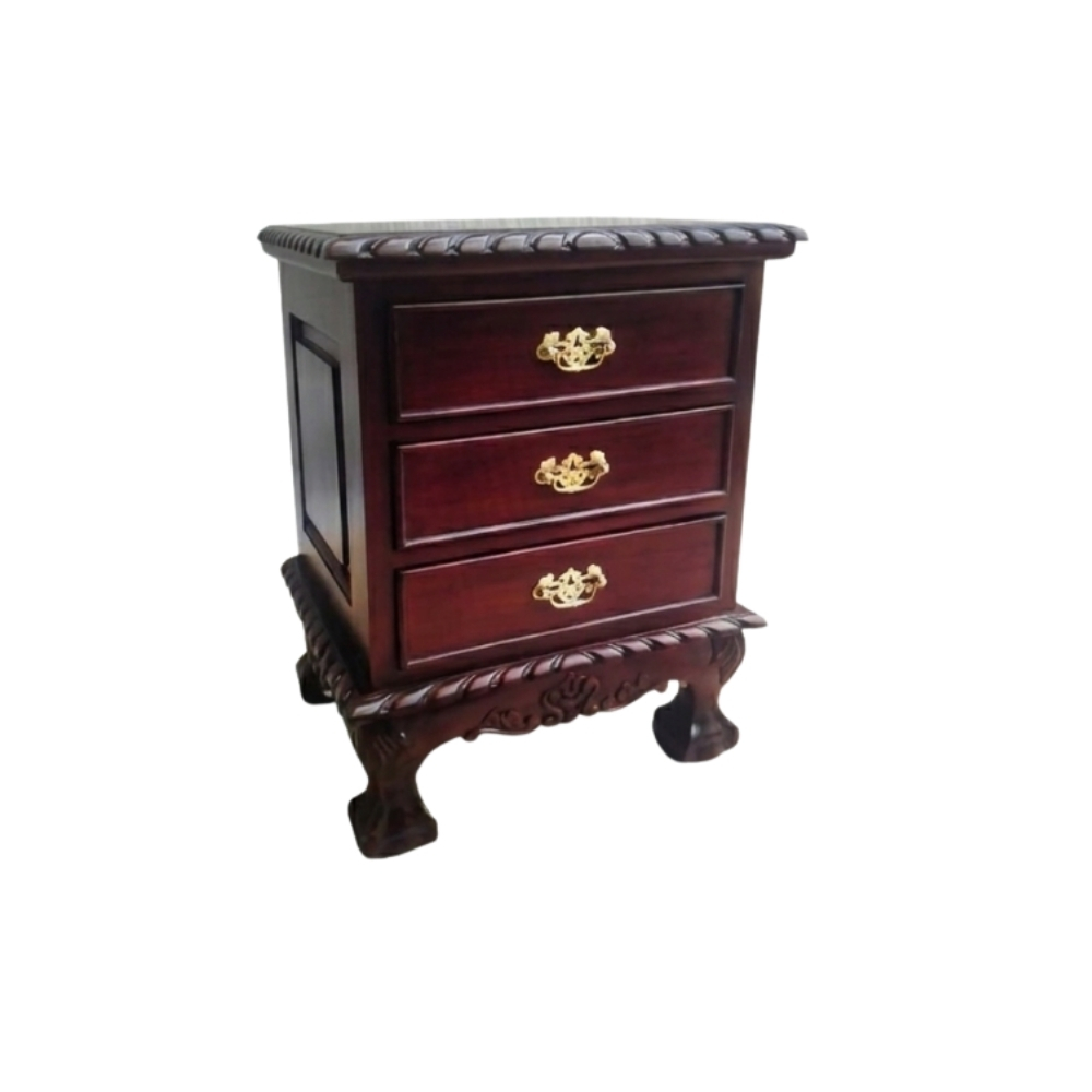 BS-05 Solid Mahogany Wood 3 drawers Bedside Table