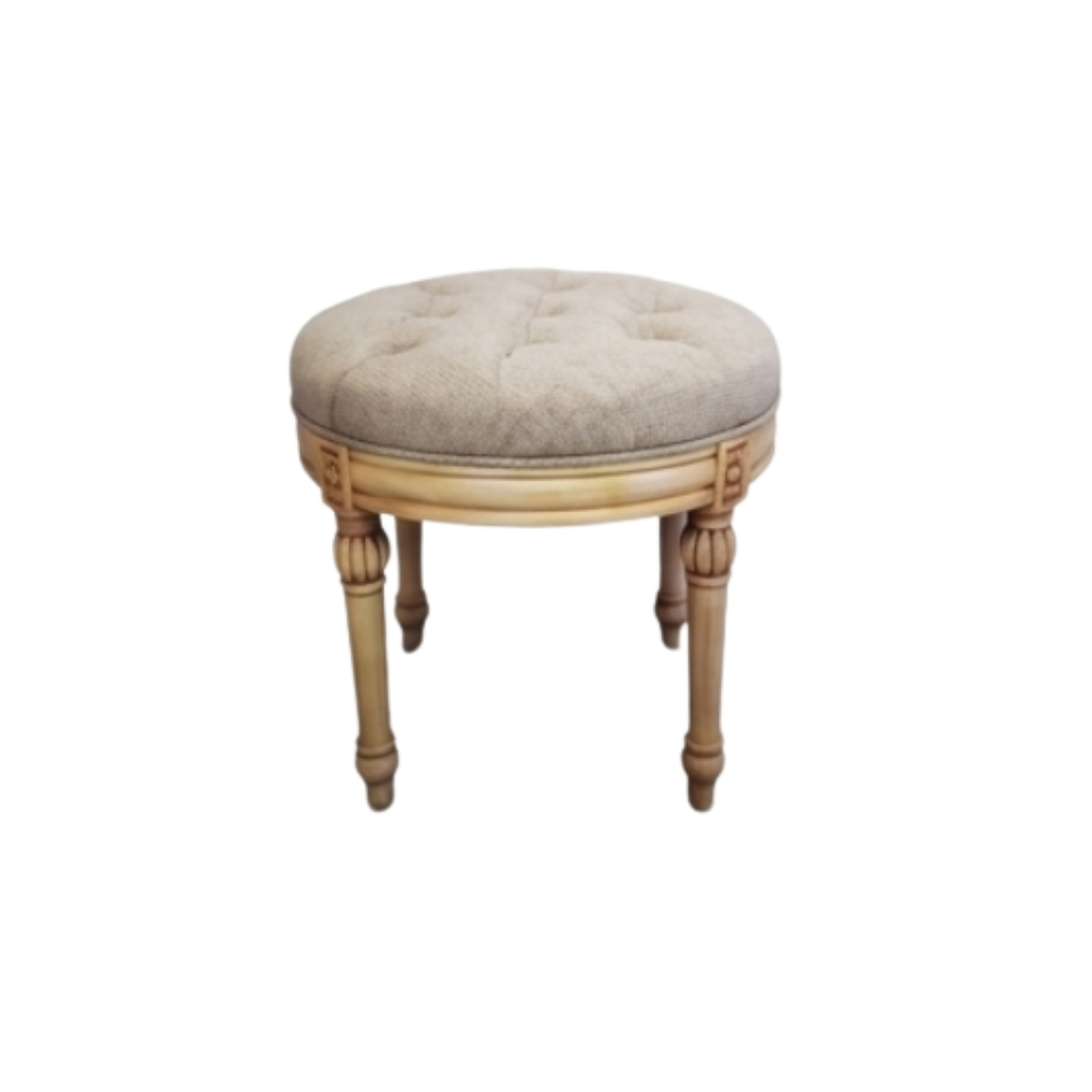 ST-04 Solid Mahogany Wood Hand Carved Medallion Stool